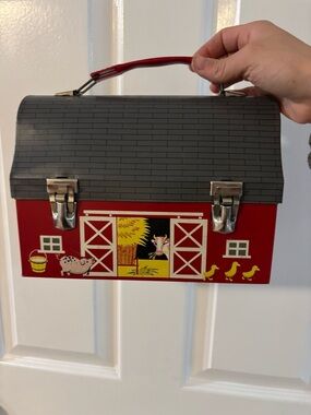 Vintage Red Barn Metal Lunchbox by Thermos